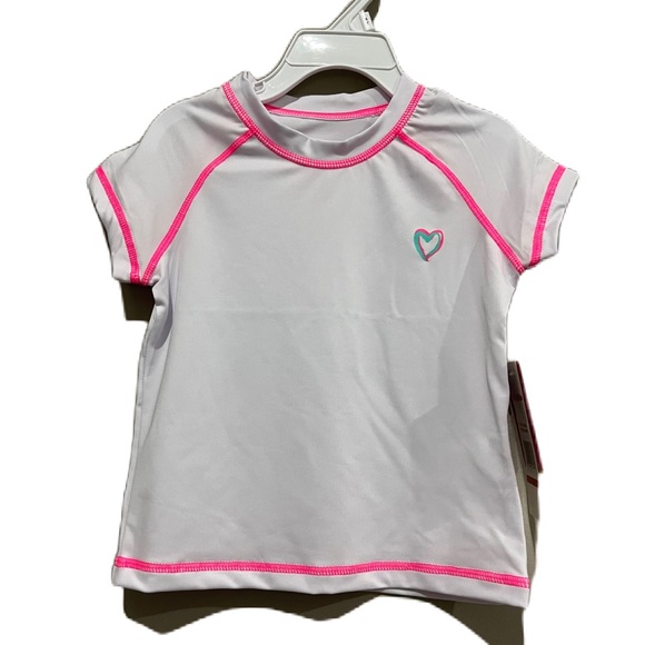 Pink Platinum Short Sleeve Rash Guard Swim Shirt Size 4T - Picture 2 of 3
